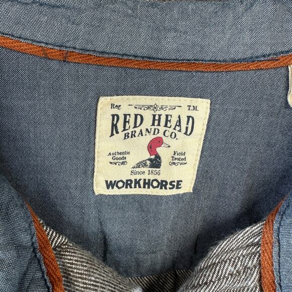 Red Head Brand Workhorse Shirt Mens Size XL Brown Cotton Long Sleeve Button Up - Picture 6 of 16